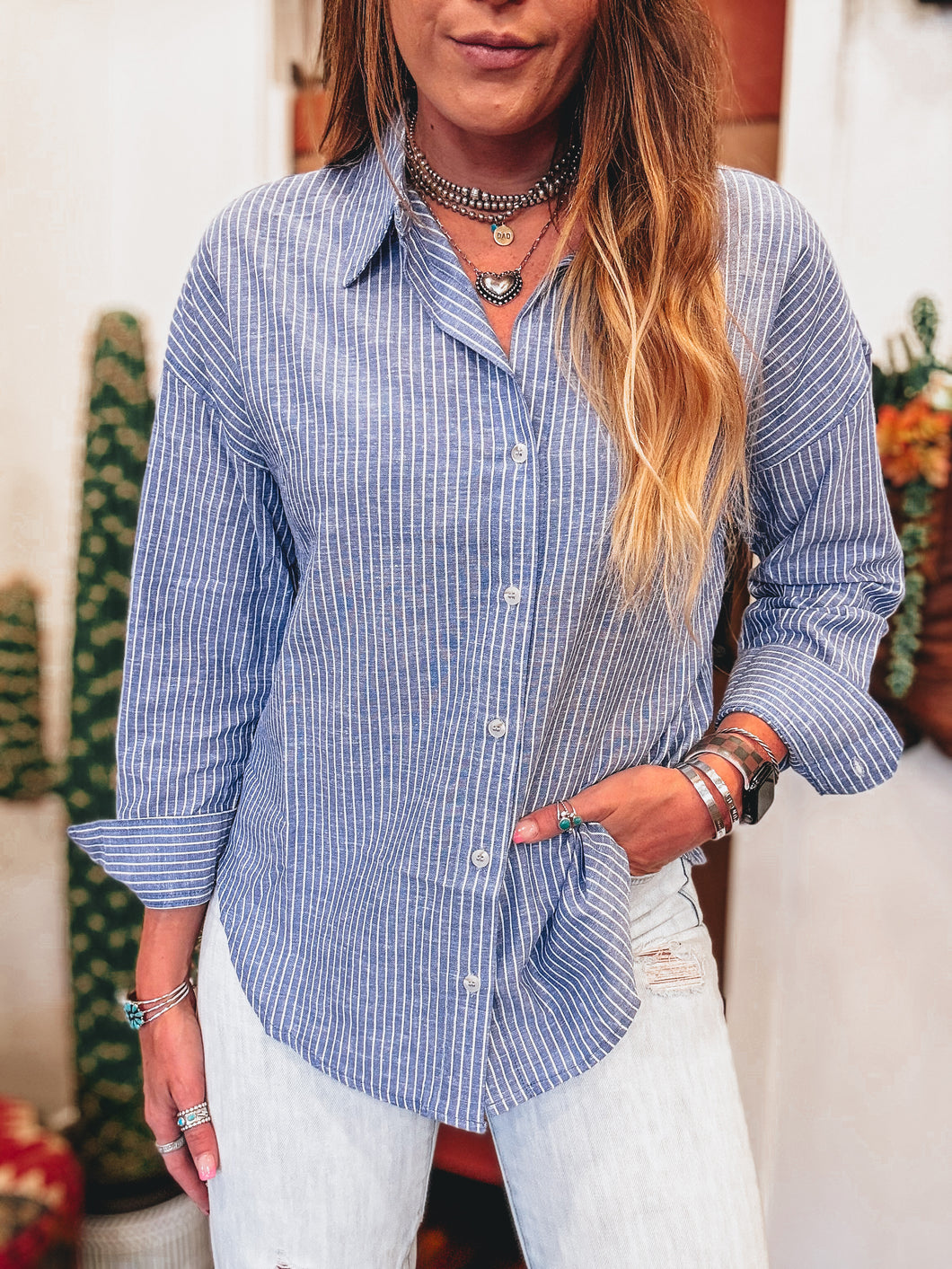 Kate Button Up (Blue)