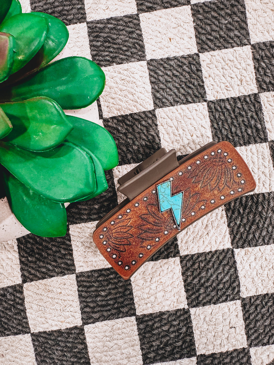 Leather & Bolt Hair Clip
