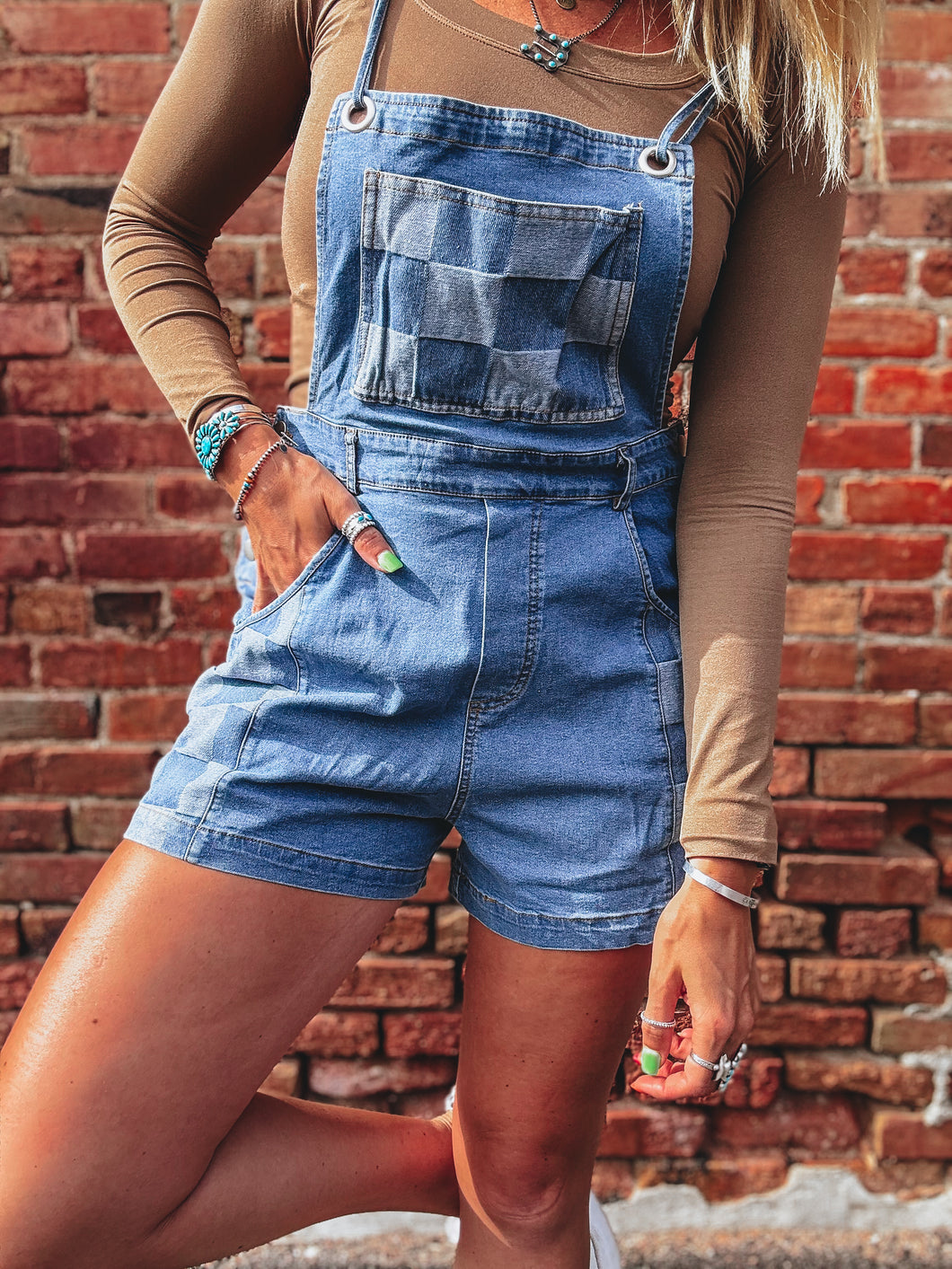Denim Checks Overalls