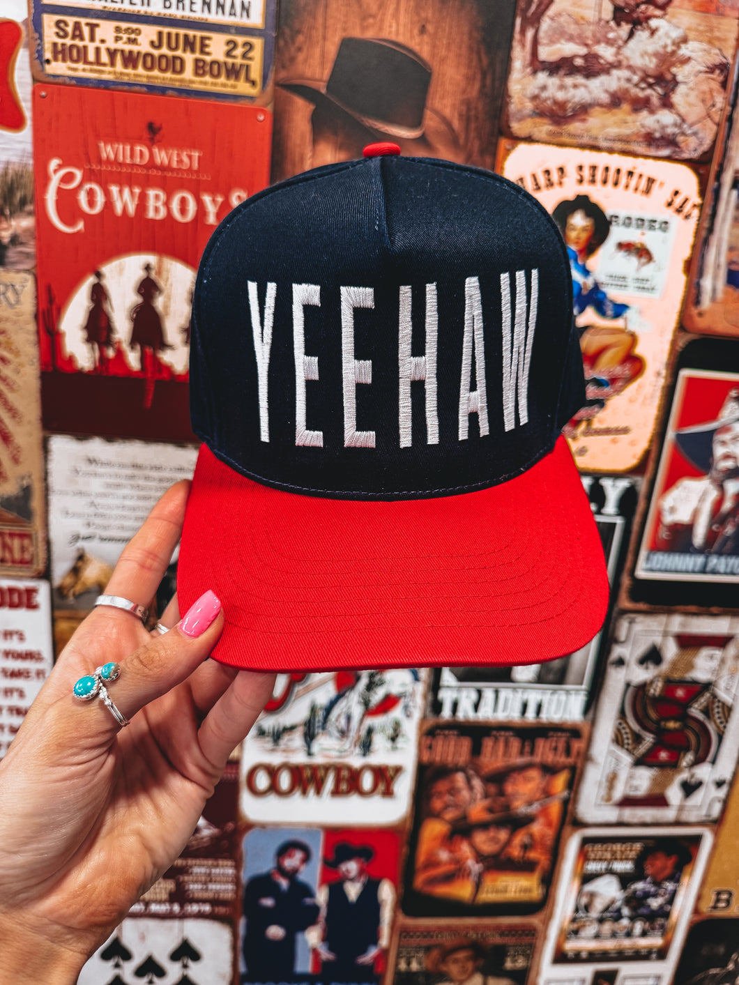 Yeehaw Hat (Navy/Red)
