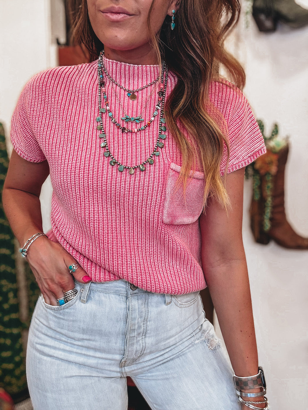 Codie Sweater Top (Pink)