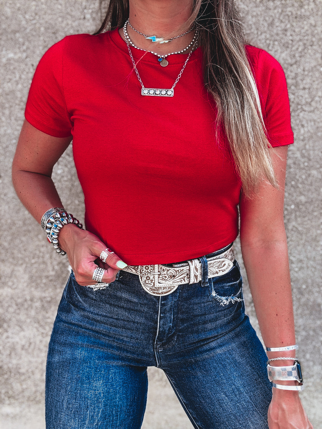 Kelly Cropped Tee (Red)