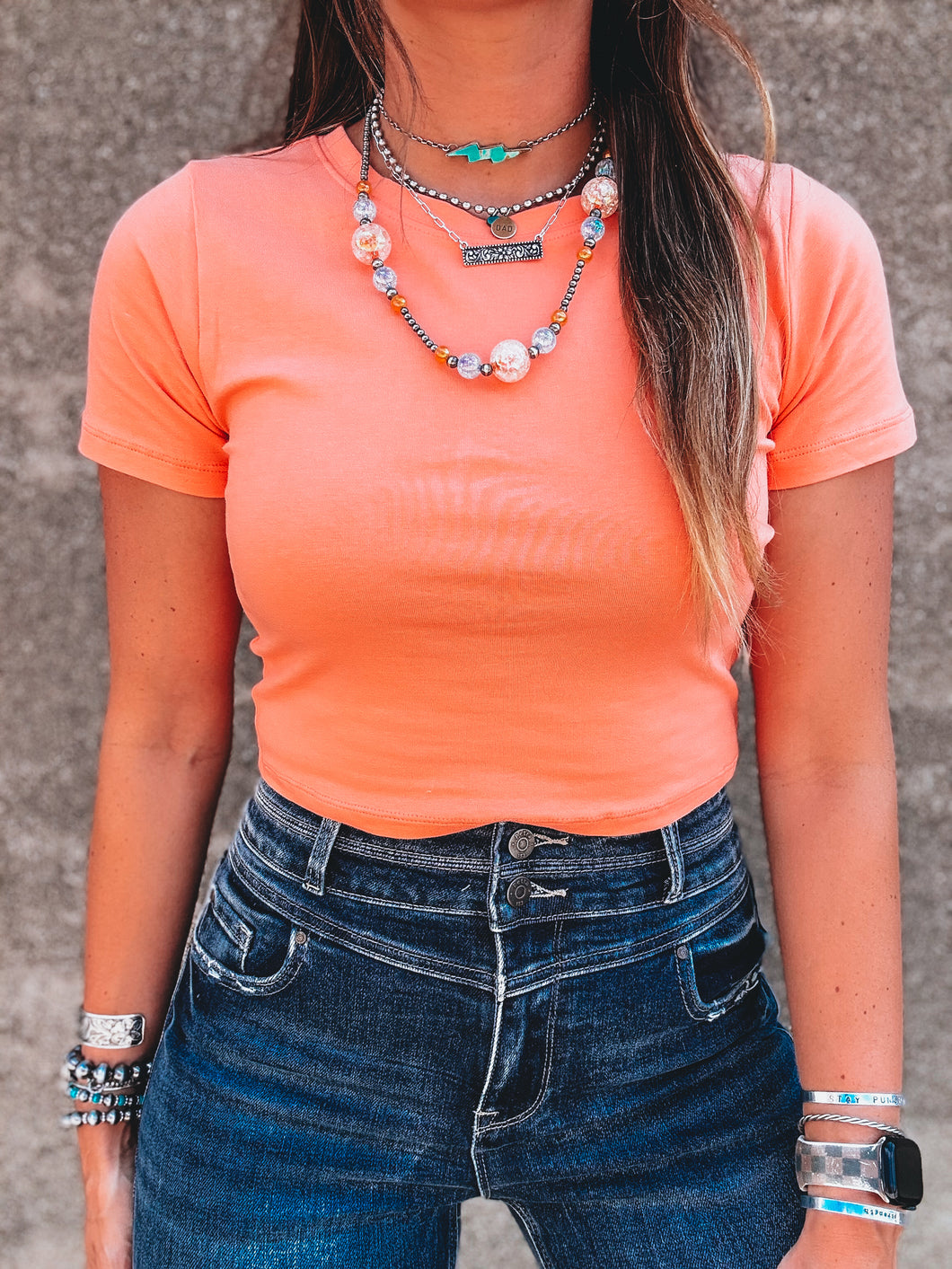 Kelly Cropped Tee (Coral)