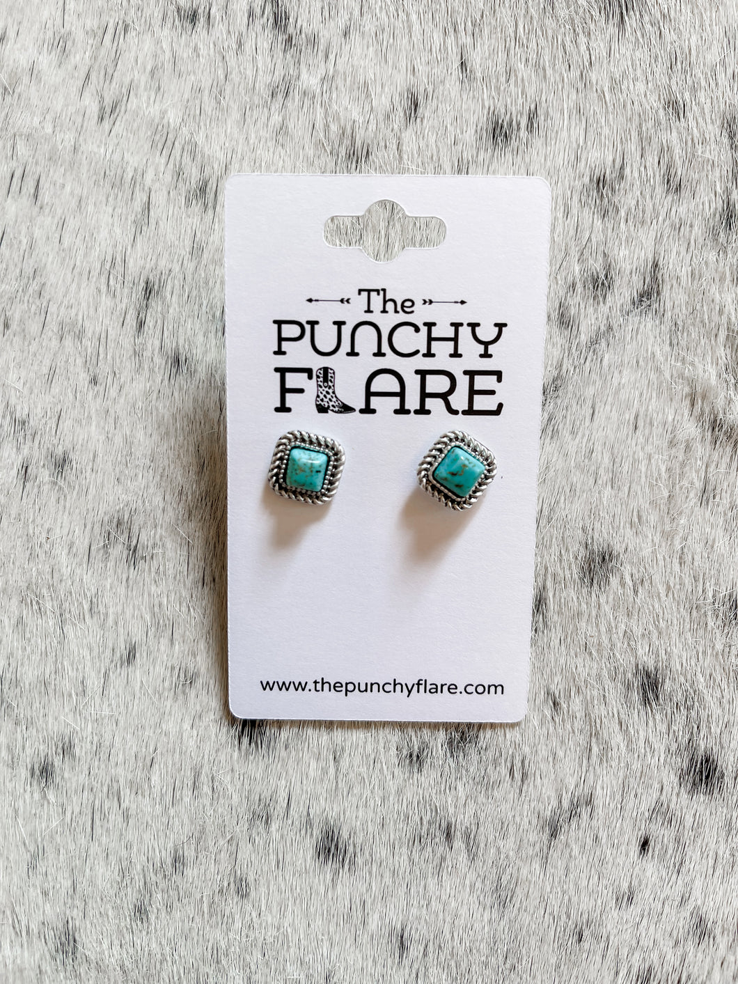 Mini Square Studs (Turquoise)