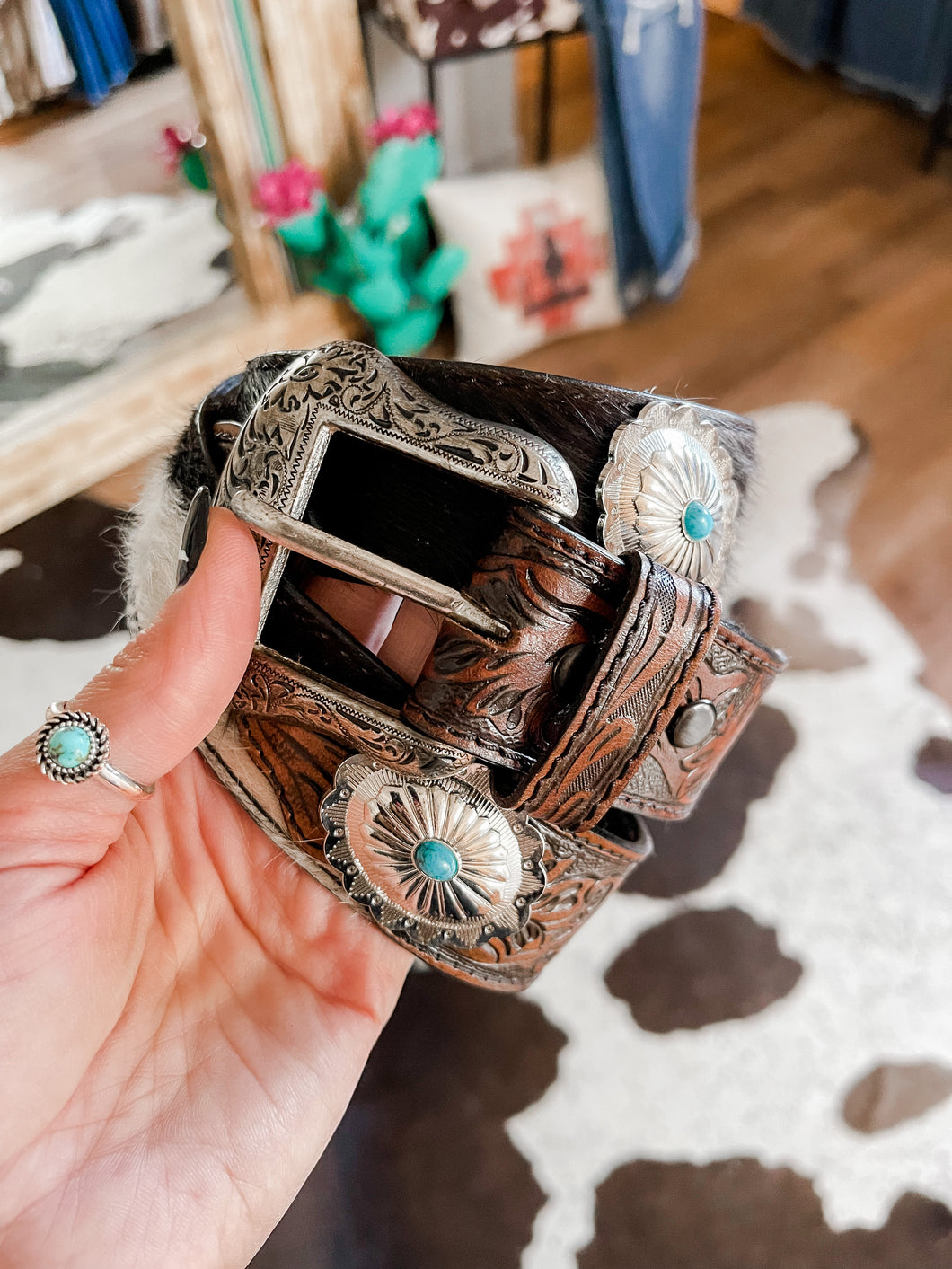 Cowhide Concho Belt